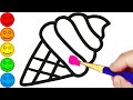 Ice cream easy drawing and coloring for kids kids art time