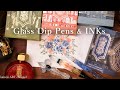 ガラスペン＆インク紹介✒ラメインク試し書き/簡単お花の描き方　Glass dip pens and Inks / How to DRAW Flowers with Pen and Inks