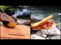 綺麗な川で『サクサク旨い』クリスピーチーズサンド作り/Making crispy cheese sandwiches in a beautiful river #Shorts