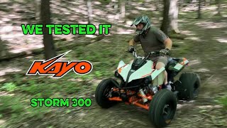 We tested the Kayo Storm 300 out in the woods.  Raw video no music. 
