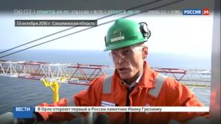 Гигантская буровая платформа Беркут в Охотском море наращивает мощность