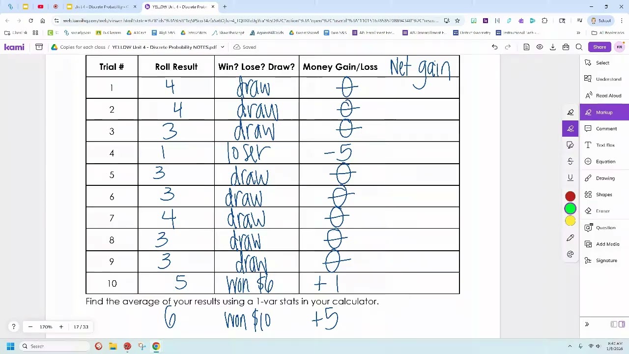 Unit 4 Lesson 5 - Expected Value