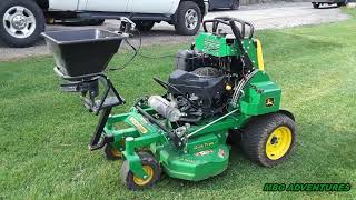 Fertilizer/Grass Seed Power Spreader on John Deere 636M Stand On Mower