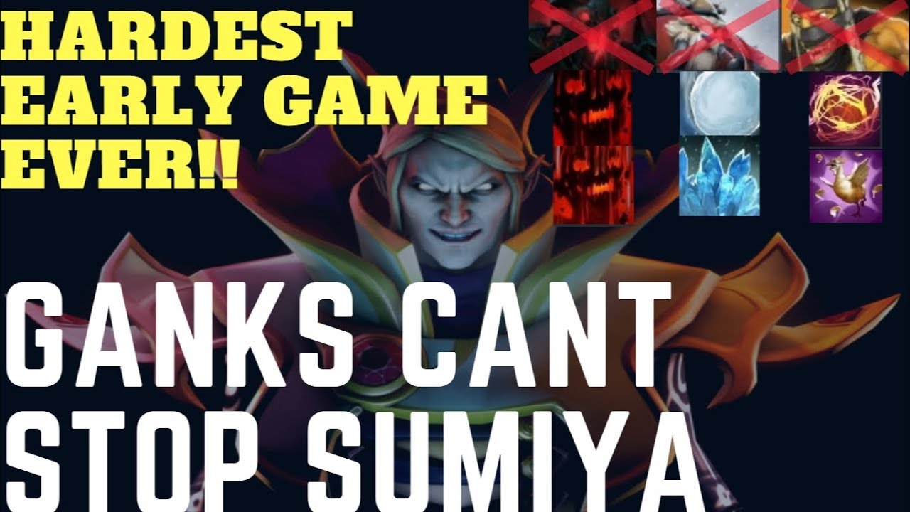 Ganks can't stop SUMIYA invoker. Hardest early game ever! 3V1 mid lane! Dota 2 7.07 Highlights