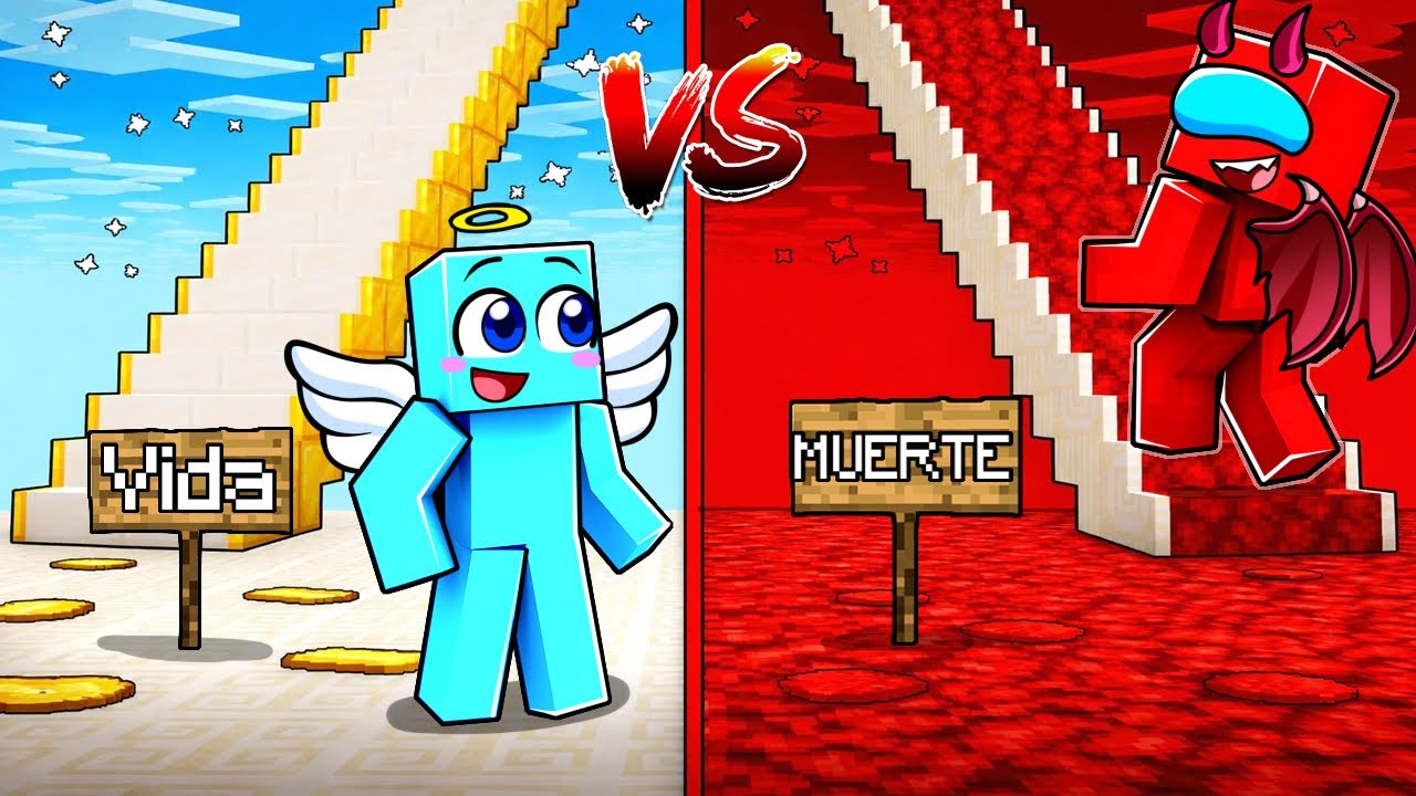 Escaleras de ÁNGEL vs DEMONIO en Minecraft…