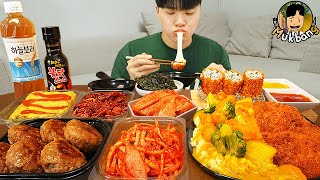 ASMR MUKBANG | Korean home meal, Crunchy Cheese Pork Cutlet, kimchi recipe ! eating