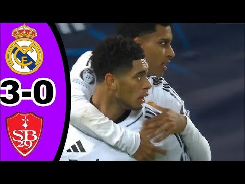 Highlights Real Madrid 4-0 Brest . Highlights All Goals UEFA Champions League 2025. Highlights Real Madrid 4-0 Brest . Highlights All Goals UEFA Champions League 2025. Thumbnail
