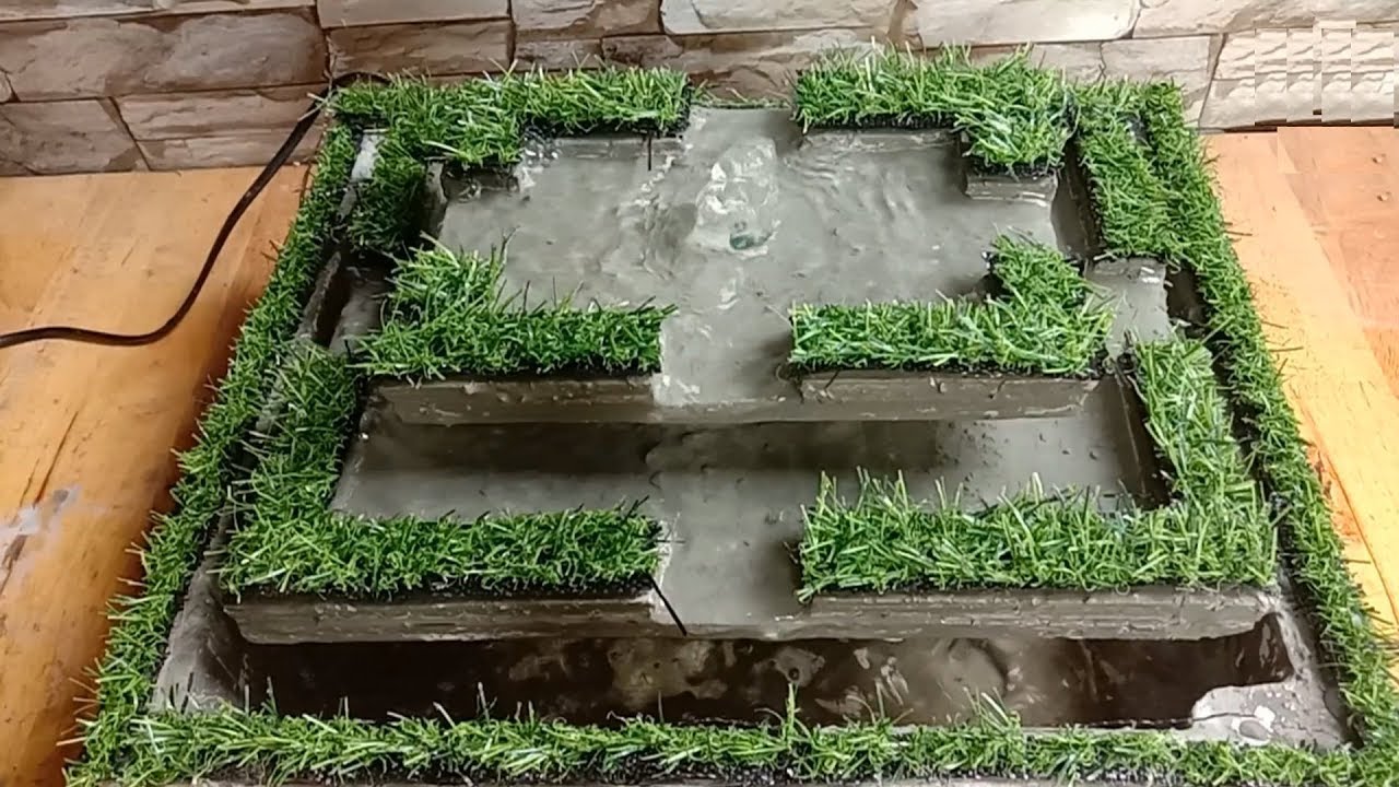 How to make very beautiful cement waterfall fountain Homemade YouTube