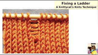 Correcting Knitting Errors - Fixing a Ladder: a Knittycat's Knits Technique