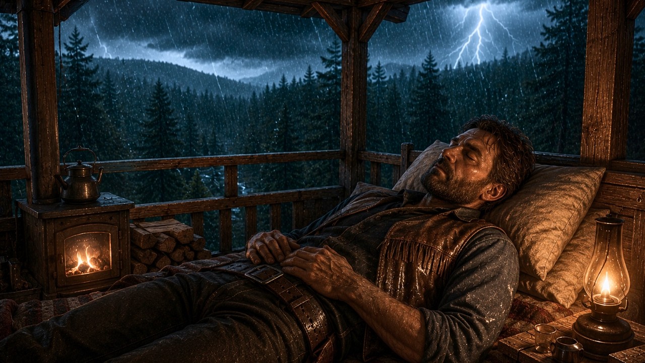 Arthur Morgan Sleeping in a Cozy Forest Watchtower During a Violent ...