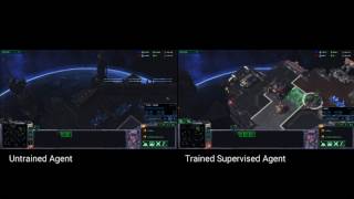 Trained and untrained agents play StarCraft II full 1vs1 game