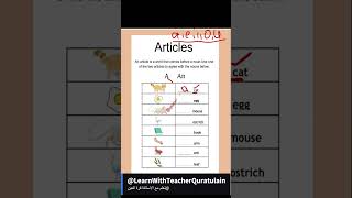 Use of A/ An with vowels and consonants استخدام A / An مع حروف العلة والحروف الساكنة