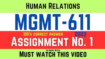 MGMT611 Assignment 1 Solution Fall 2023 | Human Relations Assignment 1 Solution | vu short notes