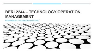 BERL2244 – TECHNOLOGY OPERATION MANAGEMENT SIMULATION