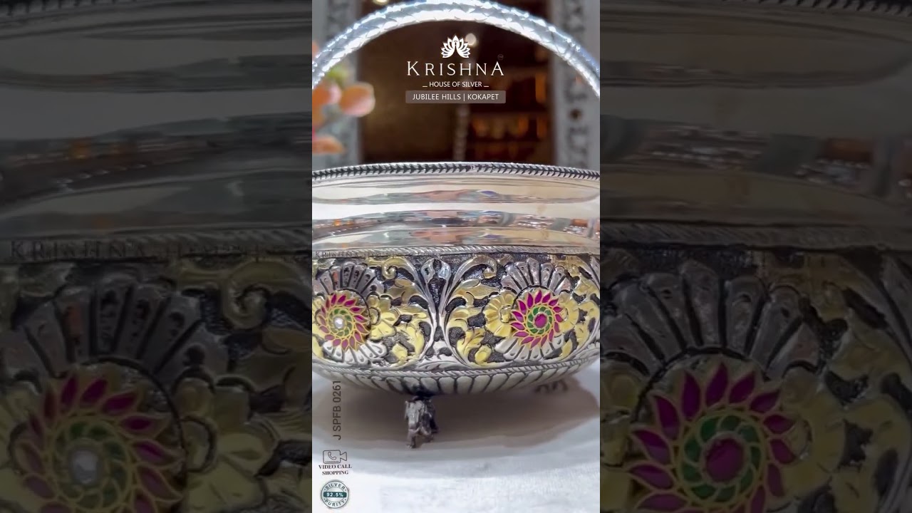 Silver Antique Flower Basket Crafted with 92.5 Pure Silver | Krishna House Of Silver
