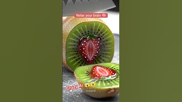 Hidden Strawberry Inside Glass Kiwi 🍓🥝 | Frozen Fruit ASMR Art Slice | Viral Cutting Video