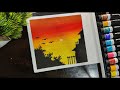 Creating a Stunning Sunset with Acrylics| Acrylic painting tutorial| step by step drawing