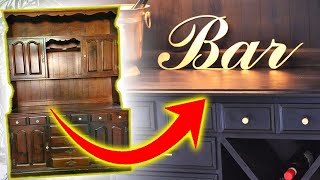 I turned a 100 year old hutch into a BAR! Furniture Thrift Transformation Ep5