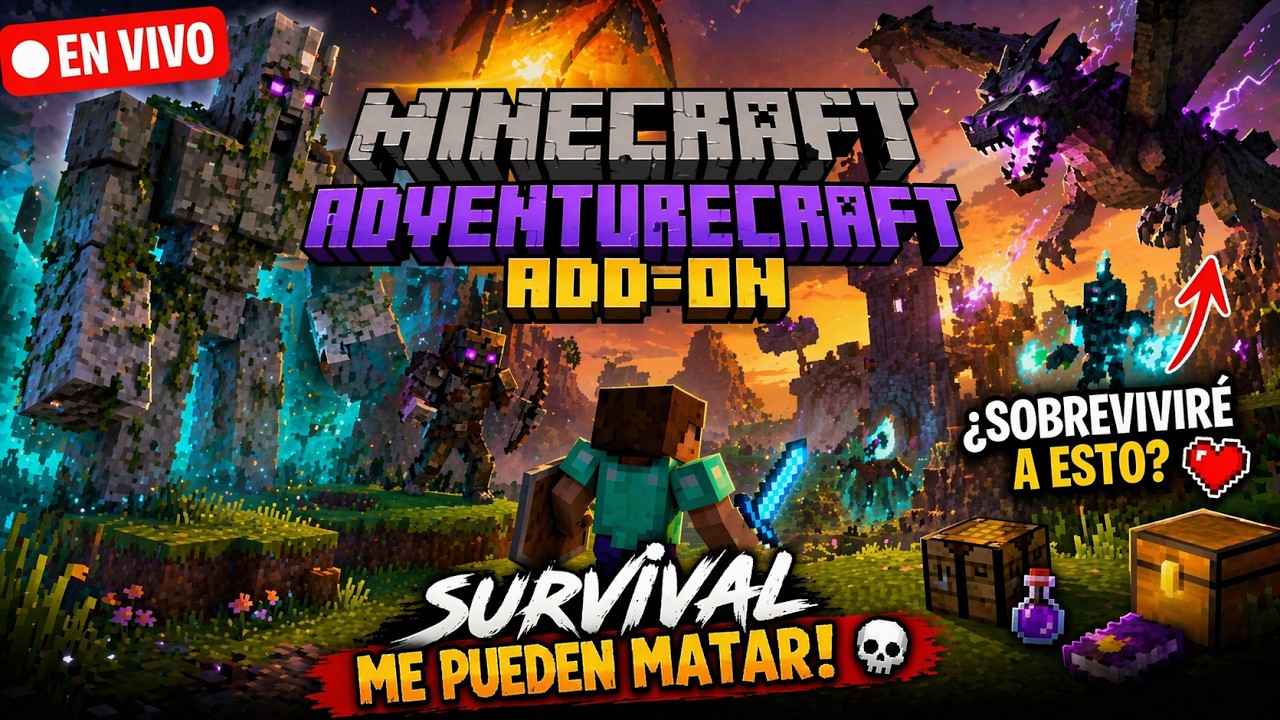 💥 Minecraft EN VIVO 🧱 Probando AdventureCraft Add-On (nuevo mod) - YouTube
