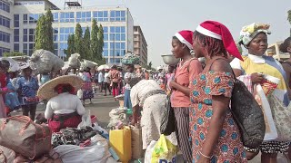 CHRISTMAS IN LOCAL GHANA MARKET, AFRICA