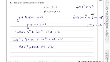 EDEXCEL IAL P1 new Sample Assesment Paper 2018 Q3  Simultaneous Equations