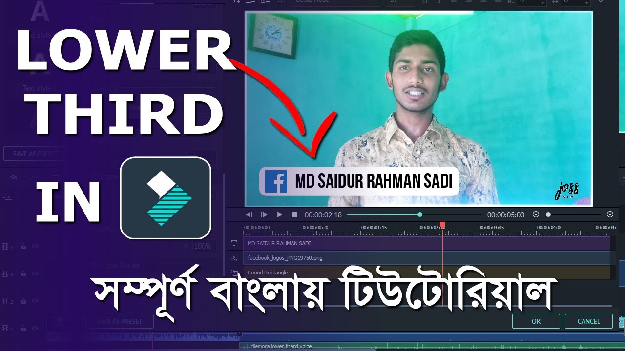 How To Make Social Lower Third in Filmora | Text Animation | Bangla Tutorial | joss help9