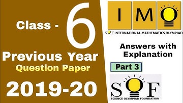 IMO Class 6 Question paper 2019-20 International Mathmatics Olympiad