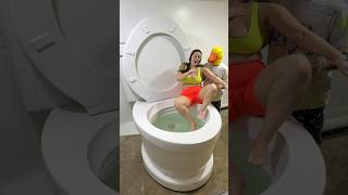 My Boyfriend Tricked Me With Rubber Ducky In The Giant Toilet Pool And Pushed Me In #Shorts