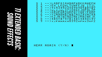 "Sound Effects" TI Extended BASIC Type-In Program by David Enterline, Micropendium Magazine