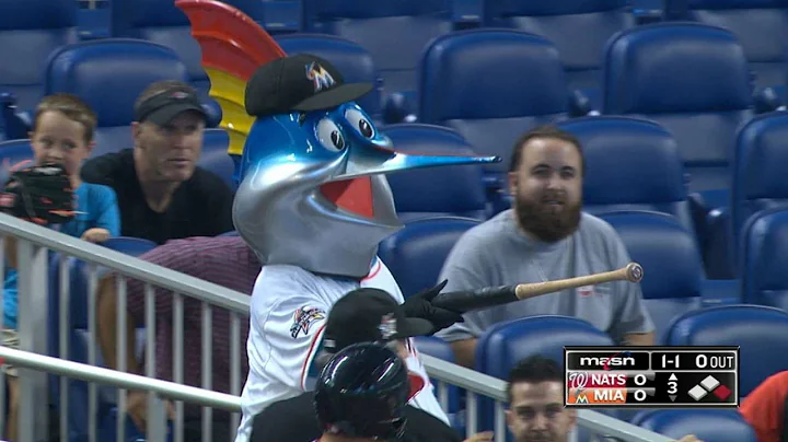 Billy the Marlin gives Lobaton back his bat