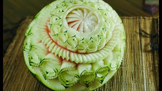 Watermelon carving design | fruit carving | chef namtarn