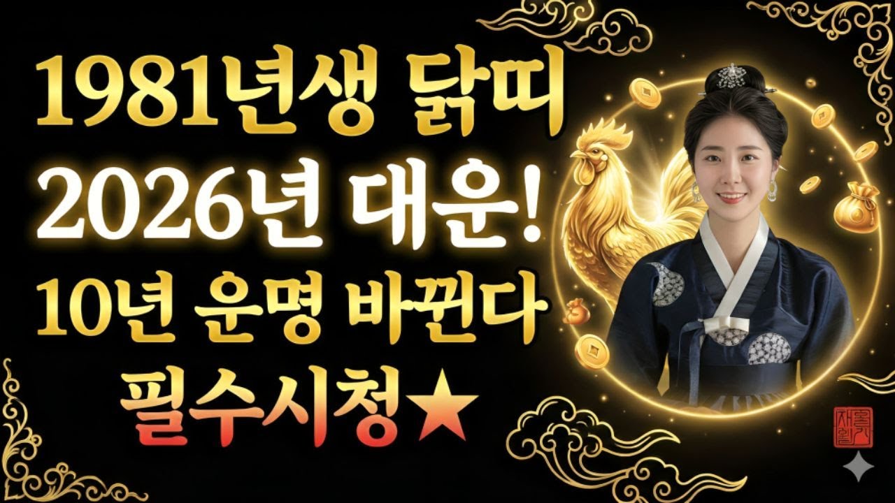 [2026년 신년운세] 1981년생 닭띠, 드디어 10년 대운이 열립니다! 45세 인생 대전환기 | 병오년 81년생 신유생 금전운 건강운 총정리
