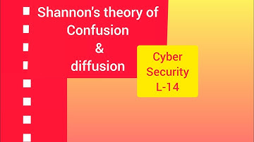 Cyber Security L-14 |Shannon theory of confusion and diffusion| btech cse