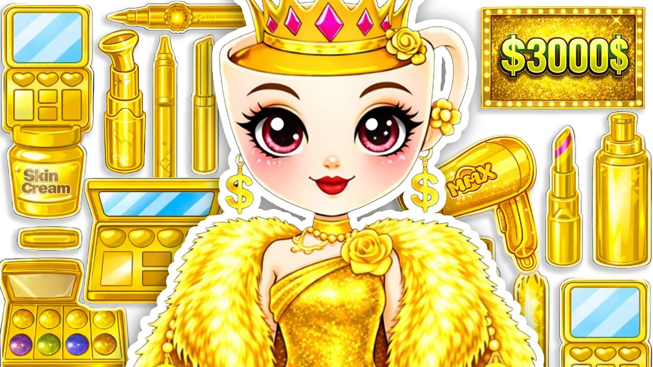 💄Paper DIY💄ITALIAN BRAINROT Ballerina Cappuccina GOLD Glow Up Luxury Fashion Makeup Unboxing ASMR