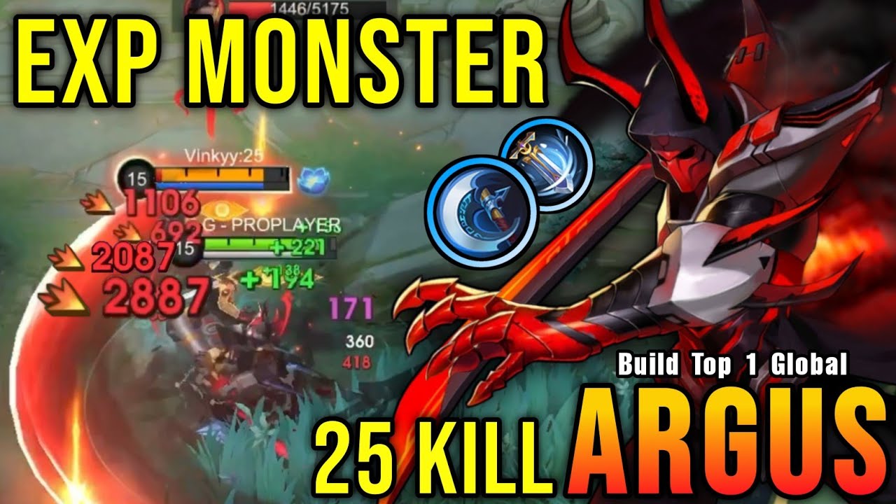 25 Kills!! Argus Best Build Exp Lane!! - Build Top 1 Global Argus ~ MLBB
