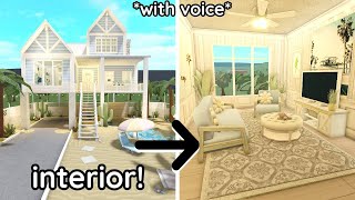 Decorating My Bloxburg BEACH HOUSE Build! *VOICE TUTORIAL*