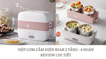 REVIEW HỘP CƠM CẮM ĐIỆN BEAR 4 NGĂN INOX 2 TẦNG TIỆN LỢI
