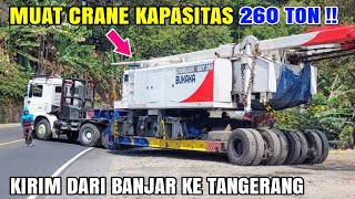 Muat CRANE BESAR !! Trailer Dolly SHACMAN 345, View dari dalam kabin truk SCANIA Kirim ke Tangerang