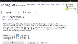 sumHeights CodingBat question