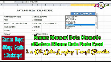 Cara Membuat Pencarian Otomatis diantara Ribuan Data Pada Excel.Copy Rumus & File Gratis diDeskripsi