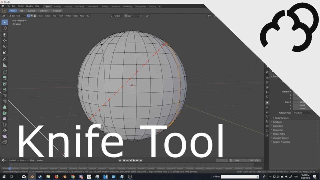 Fjernelse Ib alias Blender 2.8 - Knife Tool - YouTube