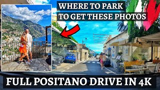 September TRAFFIC through Beautiful POSITANO, Italy - 4k Drive + Where to Park the Car 🇮🇹