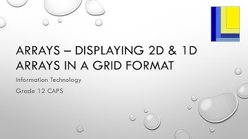 Arrays – Displaying 2D and 1D arrays in a Grid format