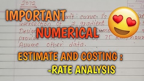 RATE ANALYSIS NUMERICAL FROM ESTIMATE 5TH SEMESTER @Er.dipesh186