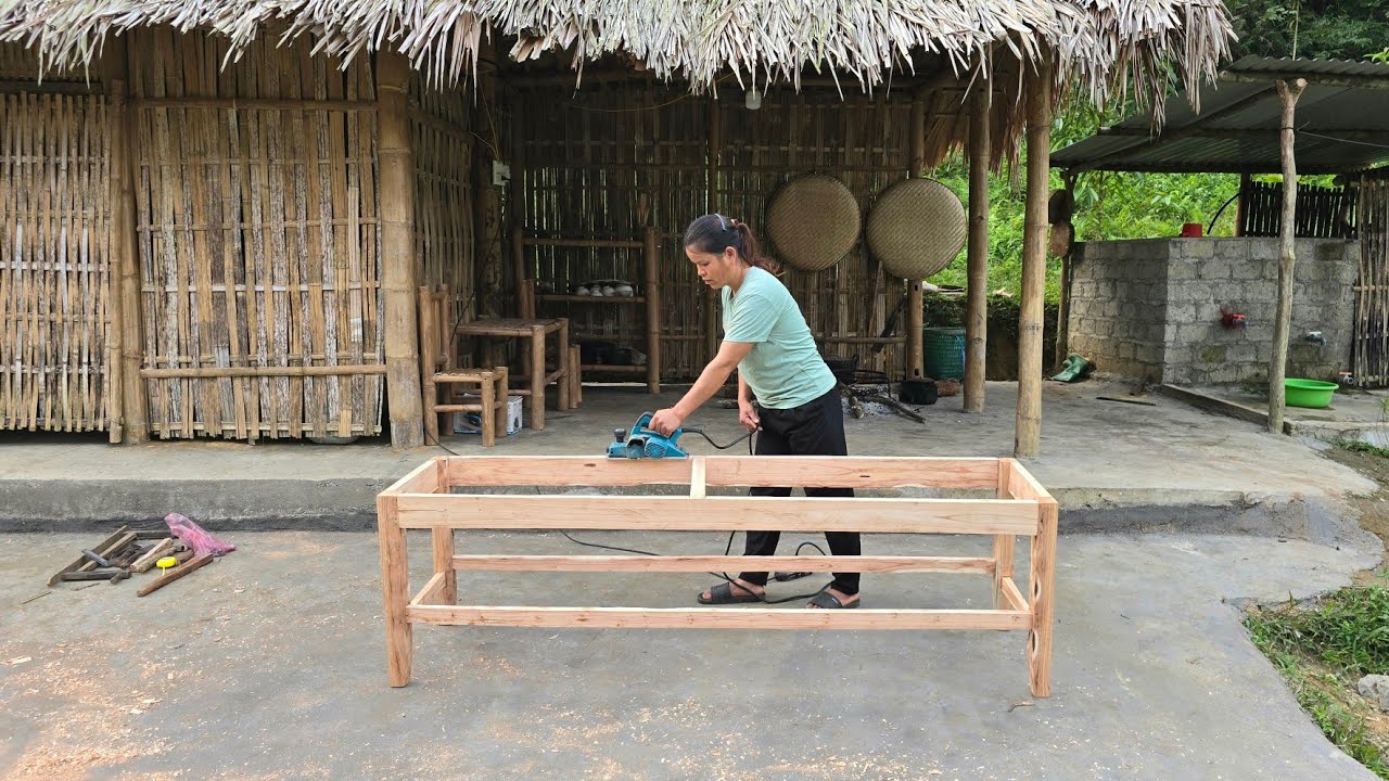 30 Day journey harvest, Market, Bamboo Basket and Making a Kitchen Table from Wood / Triệu Ghển