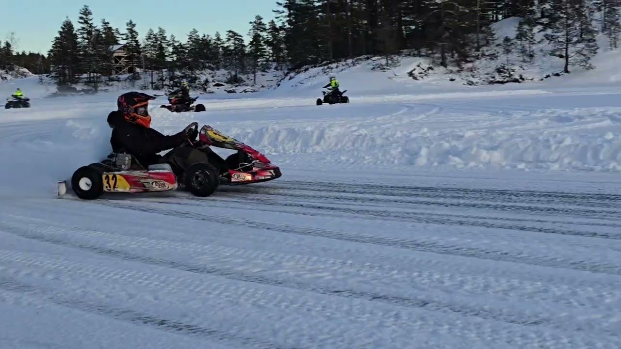 Go-cart driving on ice - FUN!