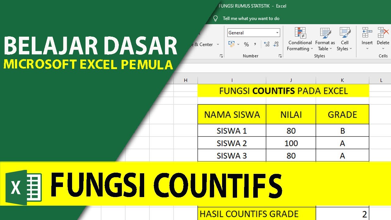 Belajar Rumus Excel Untuk Pemula Menghitung Jumlah Data Dengan Dua Kriteria Rumus Countifs