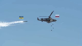 Scary moment! The crew of a Russian Kamov ka50 combat helicopter jumps to survive from missiles.