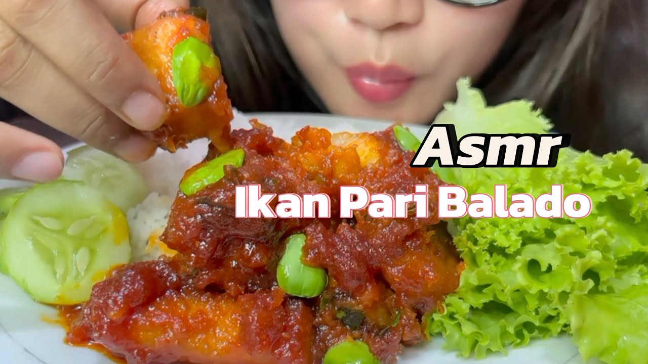 MAKAN IKAN PARI BALADO + PETE 🤤 || ASMR INDONESIA