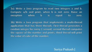 Exception Handling and Multi Threading Java Lab Programs VTU